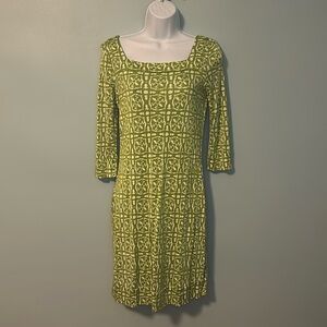 Lilly Pulitzer Green Print 100% Silk Dress, Size 4